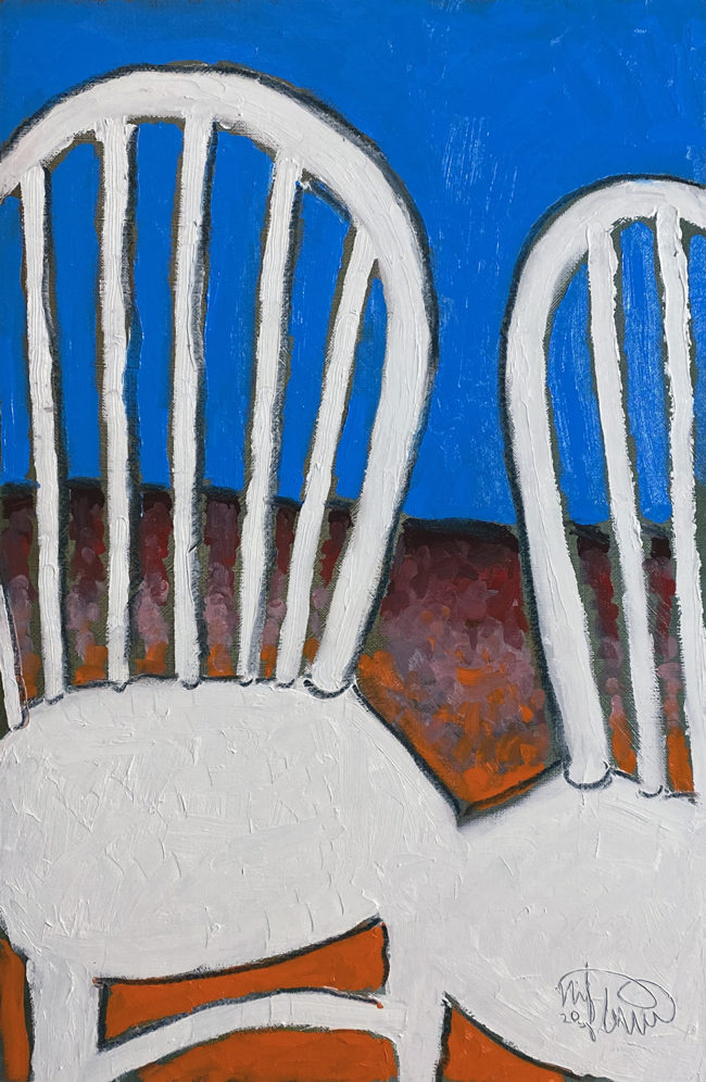 ‘Two Chairs’  2020  61cm x 41cm Oil & Oil Crayon on plywood