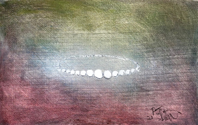 The Pearl Necklace, 2021 Oil and oil crayon on canvas 53cm x 32.5cm