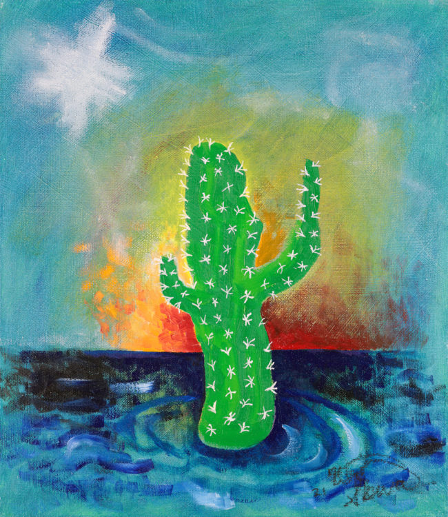 'Wet Cactus', 2021 Oil on canvas, 41cm x 4 8.5cm
