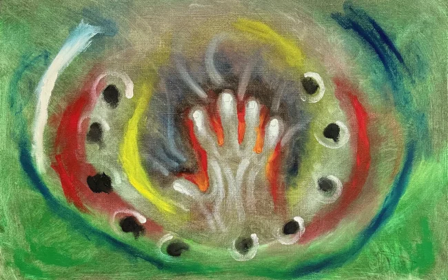 'Ouch!', 2025 oil 65cm x 42.5cm