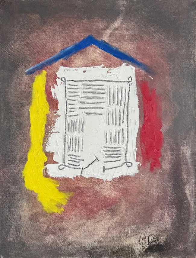 'The Walk-in Closet', 2025 oil oil crayon 57cm x 42.5cm