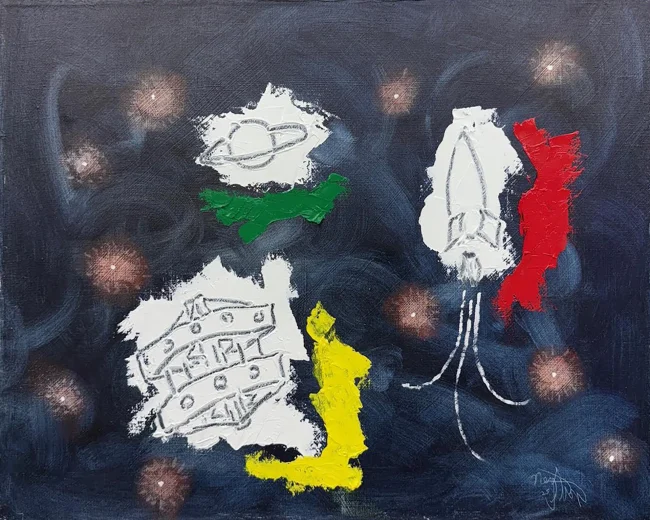 'Colored Past', 2025 oil oil crayon 55cm x 42.5cm